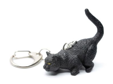 Katze Schlüsselanhänger Miniblings Anhänger Schlüsselring Halloween anschleichen