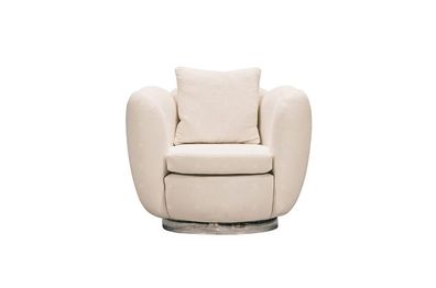 Moderne Sessel Einsitzer Sitzer Weiß Stoff Wohnzimmer Relaxsessel