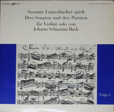 Musicaphon BM 30 SL 3007 - Susanne Lautenbacher spielt Drei Sonaten und drei Par