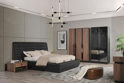 Schlafzimmer Set Bett 2xNachttische Kleiderschrank 4tlg Design Luxus neu