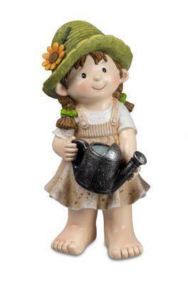 Deko Wichtel Kind Figur Mädchen mit Gießkanne Garten Junge Skulptur Zwerg Objekt