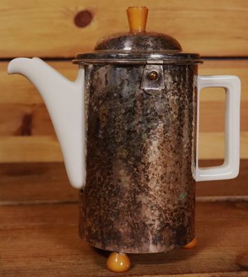 Antik WMF M. PL Thermisol Kaffeekanne mit Bauscher D.R.P. Porzellan ca. 1920 #M