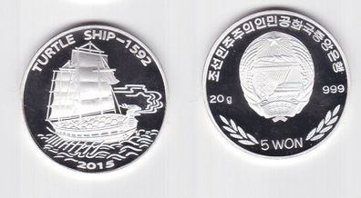 5 Won Silber Münze Korea Turtle Ship 1592 PP (126784)