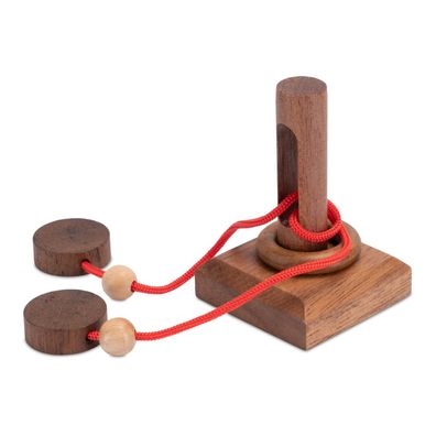 Der gefangene Ring - Schnurpuzzle - Logikspiel aus Holz