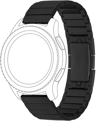topp Edelstahl Smartwatch Armband Samsung/ Huawei Metall Gliederarmband schwarz