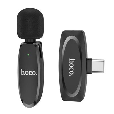 HOCO drahtloses Lavaliermikrofon für Typ C USB-C Anschluss L15 schwarz 70 mAh