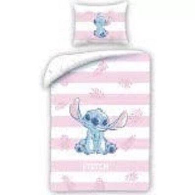 Bequeme Lilo und Stitch Cartoon Quilt Duvet Cover Bettwäsche Set Kissenbezug rosa