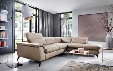 Ledersofa Eckgarnitur Ecksofa L Form Couch Sofa Beige Luxus Moderne
