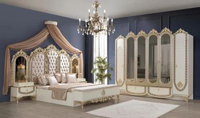 Schlafzimmer Set Bett 2x Nachttische Kleiderschrank Luxus neu 5tlg