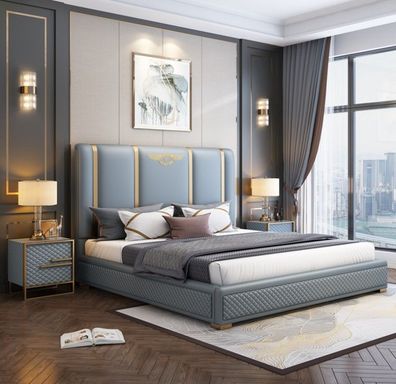 Doppelbett Bett Luxus Holz Bettgestelle Bettrahmen Möbel Design Modern