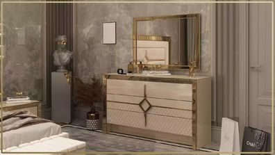 Kommode mit Spiegel Schlafzimmer Design Einrichtung Modern Möbel Luxus