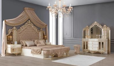 Schlafzimmer Set Bett 2xNachttische Schminktisch mit-Spiegel Luxus neu