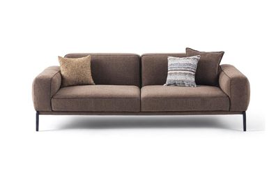 Dreisitzer Sofa 3 Sitzer Couch Braun Stoffsofa Stoff Modern Polstersofa