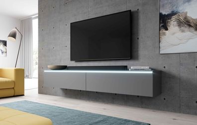 Furnix TV-Kommode BARGO 200 cm (2x100cm) Lowboard mit LED-Beleuchtung Anthrazit