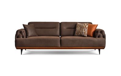 Polstersofa Dreisitzer Sofa 3 Sitz Couch Braun Stoffsofa Stoff Modern