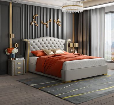 Chesterfield Doppel Bett Schlafzimmer Polster Luxus Betten 180x200cm