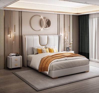 Doppel Hotel Betten Schlafzimmer Bett Polster Design Luxus Möbel Metall