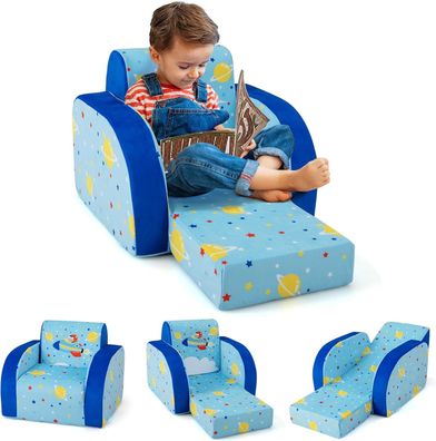 3 in 1 Kindersofa Klappbar, Kinder Klappsofa, Gepolsterter Sessel mit weichem Sitz