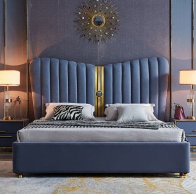 Bett Polster Design Luxus Holz Doppelbetten Schlafzimmer Hotel Möbel Neu