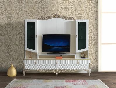 Wohnwand TV-Schrank Praktisch Wohnzimmer Set Wohnmöbel Neu weiß
