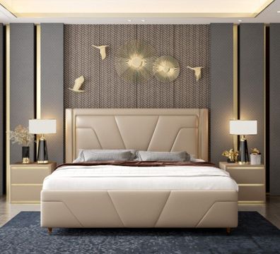 Schlafzimmer Bett Polster Design Möbel Luxus Doppel Beige Betten Modern