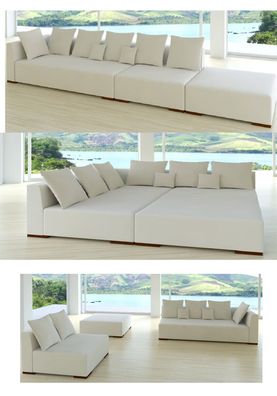 Modul Sofa 3-Sitzer Sessel Hocker Wohnlandschaft Garnitur Bett Alcantara Look