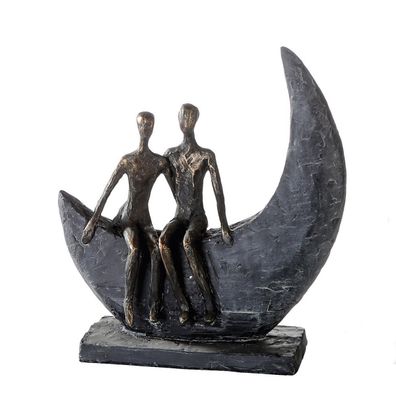 Poly Skulptur "Moon" bronzefarben