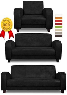 Vintage 3 SITZER 2ER SOFA SESSEL Schwarz Wildleder LOOK BLACK LOUNGE Neuheit !