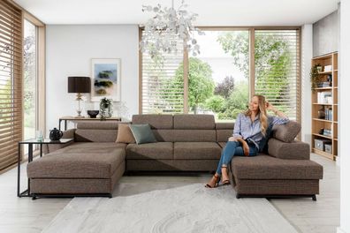 XXL Wohnlandschaft Ecksofa Schlafsofa U-FORM Bettfunktion Stauraum FARBEN BRAUN