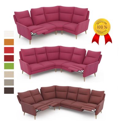 Premium Ecksofa Relaxfunktion Sofa L-FORM 3 + E + 2 DESIGN Hocker STOFF Farben !