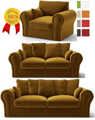 GOLD GELB 3-2-1 Couchgarnitur SET SESSEL 3 SITZER SOFA Wohnlandschaft Ecksofa