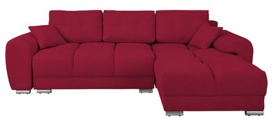 Schlafsofa Ecksofa L-FORM SAMT Cranberry14 Bettkasten COUCH Ottoman LINKS RECHTS