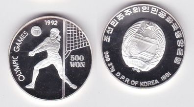 5 Won Silber Münze Korea Olympiade 1992 Volleyball PP (124753)
