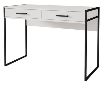 Moderner Schreibtisch 120 cm KAMMY mit 2 Schubladen Schwarze Metallebeine und Griffe