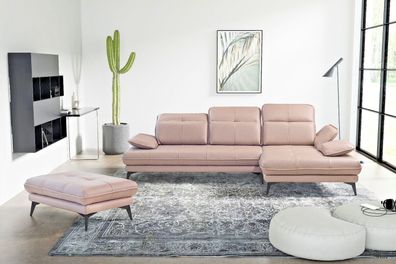 Echtleder Designer Ecksofa L-FORM COUCH BEIGE Verstellbar Ottomane SOFA Neuheit