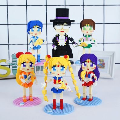 Sailor Moon Bausteine Ziegel Hino Rei Mizuno Ami Ornamente Teenager Block Puzzlespiel