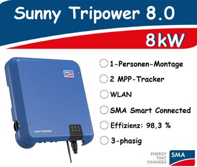 SMA Sunny Tripower 8 STP8.0-3AV-40 Dreiphasiger ON Grid Wechselrichter mit WLAN