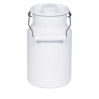 Riess Classic Weiss Emaille Milchkanne 2 Liter mit Kunststoffdeckel