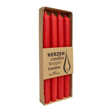 Stabkerzen aus Paraffin, Rubin, Rustic, WENZEL, 250/22 mm, Brenndauer ca. 10h, plasti