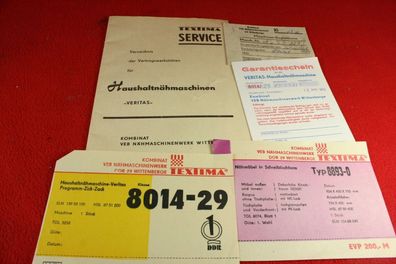 DDR- Vertragswekstättenverzeichniss, Preisschilder Nähmaschine Veritas