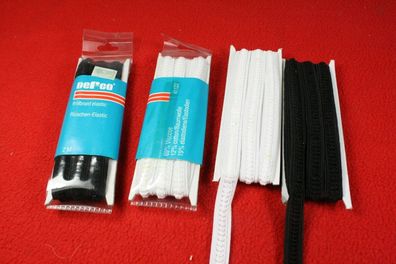 2 Meter Gummiband, Wäschegummi Rüschenelastikband weiß / schwarz,10 mm 0,75€/ m