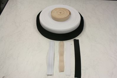 1 Meter Knopflochgummi, weiß/ schwarz, /beige weicher zug, 20 bis25 mm breit