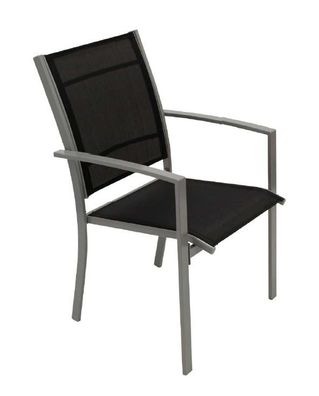 Gartensessel Sessel 4er-set schwarz / silber stapelbar