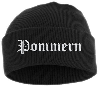 Pommern Umschlagmütze - Altdeutsch - Bestickt - Mütze mit breitem Umschl...