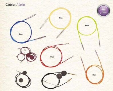 Knit Pro color Nadelseil / Kabel mit Schlüssel und Endkappen alle Längen