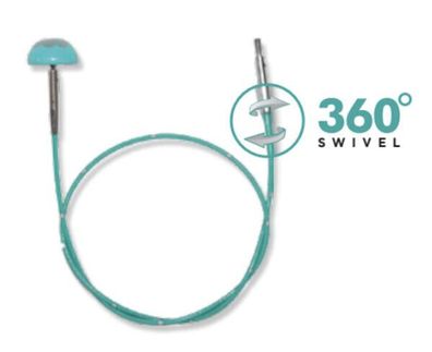 Knit Pro Mindful Nadelseil Swivel türkis 360° drehbar + Schlüssel + Endkappen