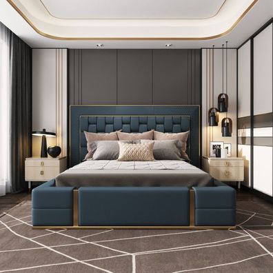 Modern Betten Luxus Schlaf Zimmer Neu Bett Design Luxus Blau Doppelbet