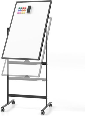 Doppelseitiges mobiles Whiteboard, 60 x 90 cm, höhenverstellbares Whiteboard