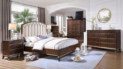 Bett 2x Nachttische Kommode Schlafzimmer Set Design Luxus neu 4tlg