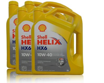 Shell Helix HX6 10W- 40,10W40 4x5 Liter Motorenöl, MB 229.3, VW 505 00